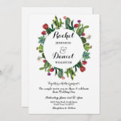 Wedding Cactus Floral Fiesta Wreath Party Invite Kaart (Voorkant / Achterkant)