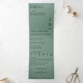 Wedding Cadet Blue Green All in one set Drieluik Uitnodiging