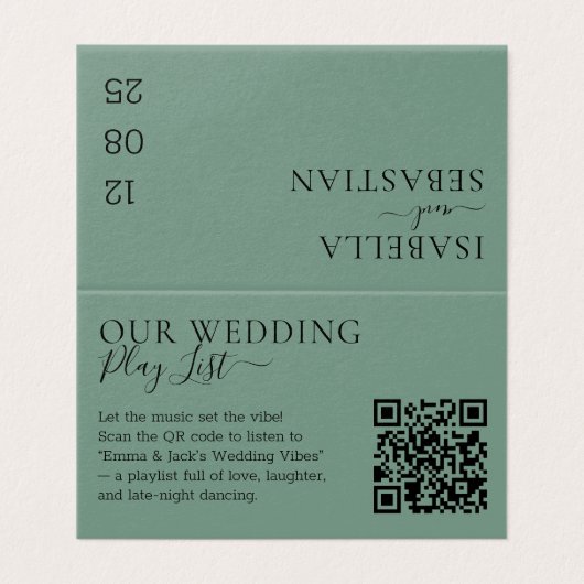 Wedding Cadet Blue Green QR Code Playlist Kaart (Buitenkant ongevouwen)