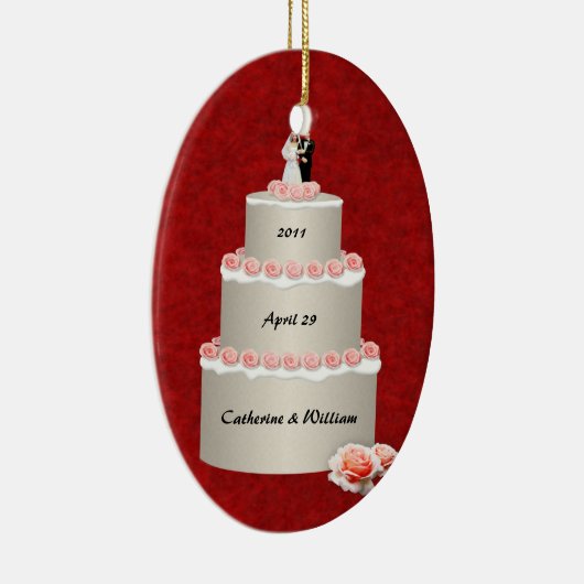 Wedding Cake (aanpasbaar) Keramisch Ornament (Rechts)