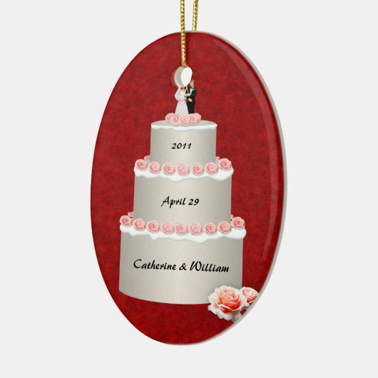 Wedding Cake (aanpasbaar) Keramisch Ornament (Links)