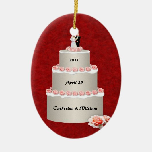 Wedding Cake (aanpasbaar) Keramisch Ornament (Voorkant)