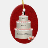 Wedding Cake (aanpasbaar) Keramisch Ornament (Achterkant)