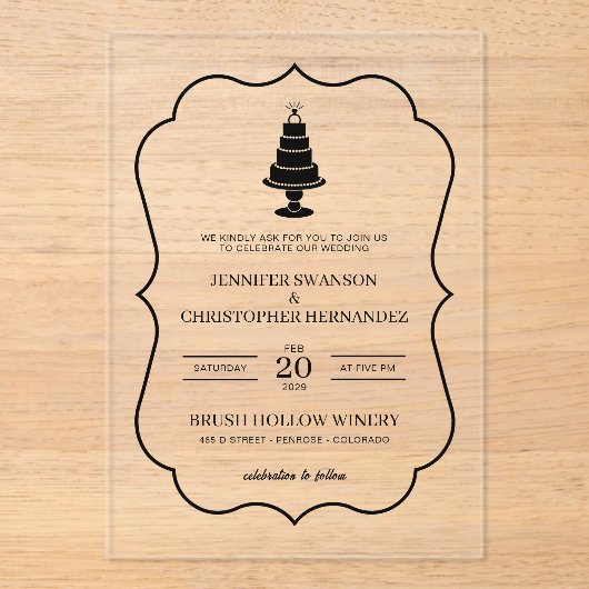 Wedding Cake Acryl Uitnodigingen (Voorkant)