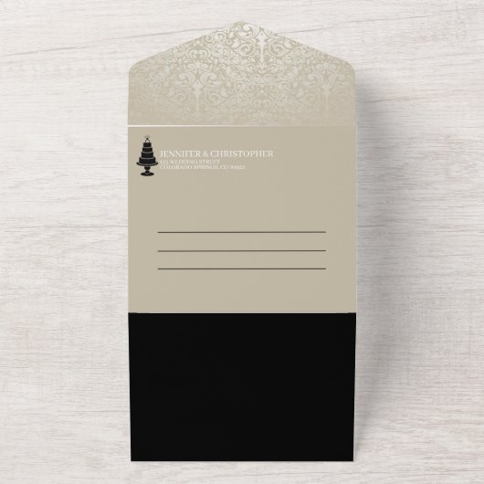 Wedding Cake All In One Uitnodiging (Buitenkant)