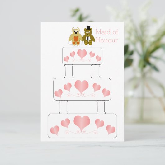 Wedding Cake Design Maid of Honor Request Kaart (Staand voorkant)