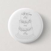 Wedding Cake Design Mr & Mrs Ronde Button 5,7 Cm (Voorkant)