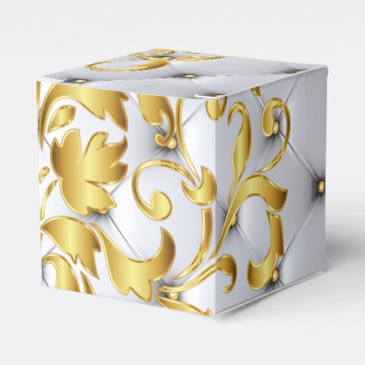 Wedding Cake Favor Box in zilver en goud Bedankdoosjes (Voorkant Zijde)