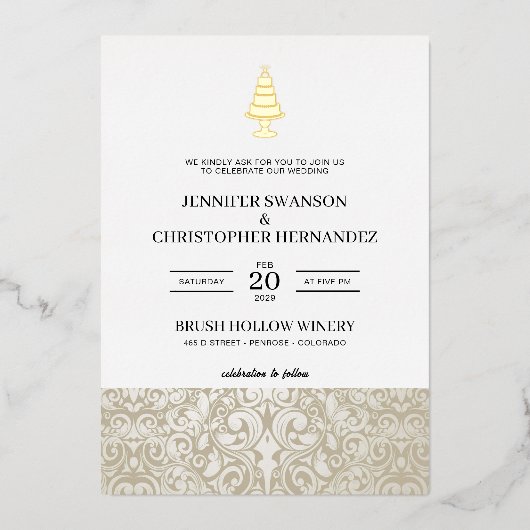 Wedding Cake Folie Uitnodiging (Voorkant)