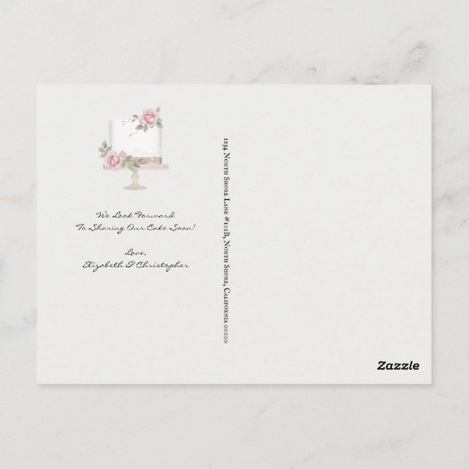 Wedding Cake Funny Change of Date Postponed Briefkaart (Achterkant)