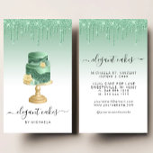 Wedding Cake Glitter Drip Mint Green Bakery Visitekaartje