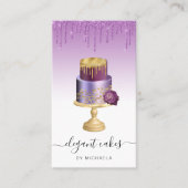 Wedding Cake Glitter Drip Purple Bakery Visitekaartje (Voorkant)