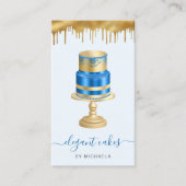 Wedding Cake Glitter Drip Royal Blue Bakery Visitekaartje (Voorkant)
