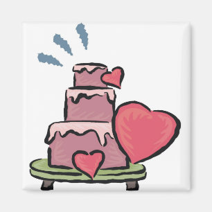Wedding Cake Hearts Magneet