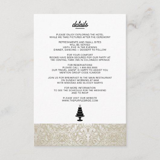 Wedding Cake Informatiekaartje (Voorkant)