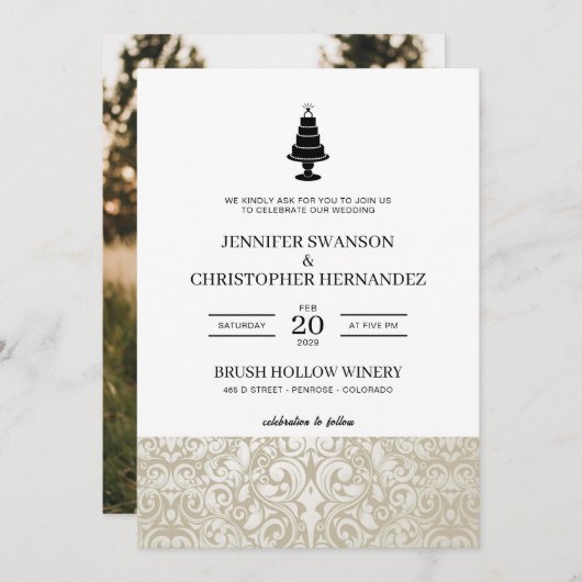 Wedding Cake Kaart (Voorkant / Achterkant)