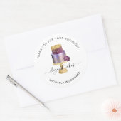 Wedding Cake Paarse Bakery Dank je Ronde Sticker (Envelop)