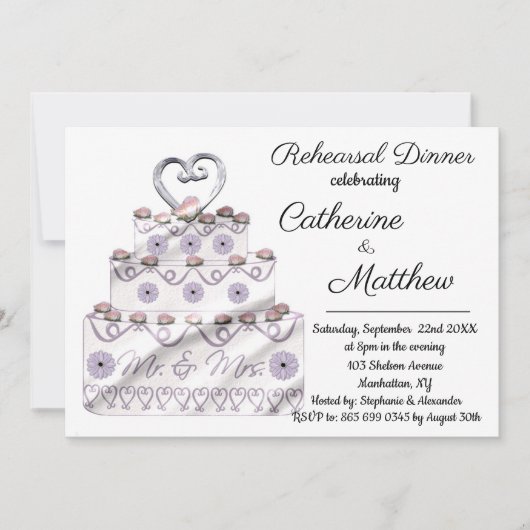 Wedding Cake Rehearsal Dinner Invitation Kaart (Voorkant)
