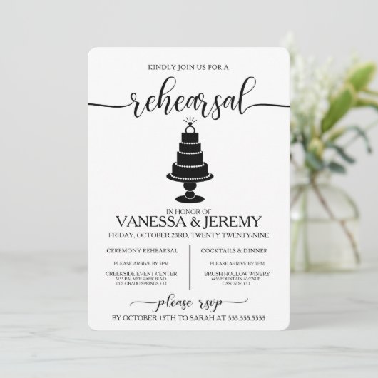 Wedding Cake Repetitie Diner Uitnodiging (Staand voorkant)