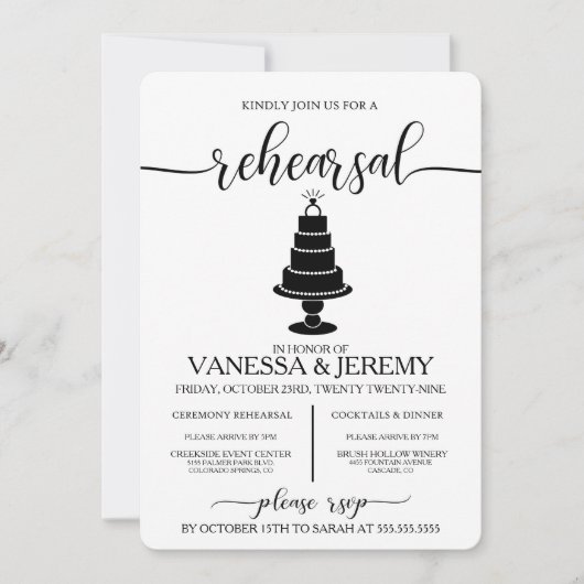 Wedding Cake Repetitie Diner Uitnodiging (Voorkant)