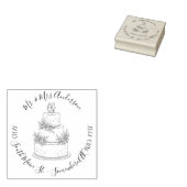 Wedding Cake Retour Adres Namen Hout Rubberstempel (Gestempeld)