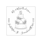 Wedding Cake Retour Adres Namen Hout Rubberstempel (Afrduk)