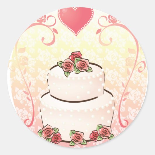 Wedding Cake Ronde Sticker (Voorkant)