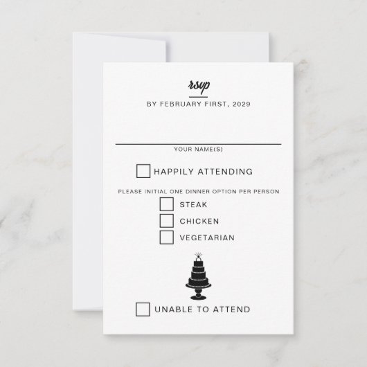 Wedding Cake RSVP Kaartje (Voorkant)