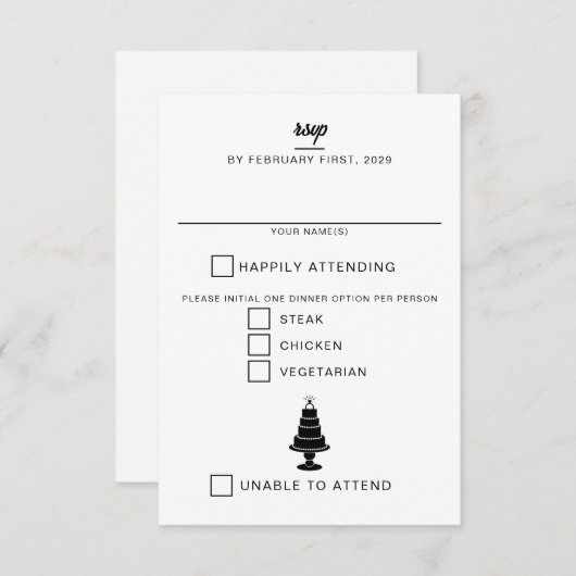 Wedding Cake RSVP Kaartje (Voorkant / Achterkant)