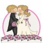 Wedding Cake Toppers Staand Fotobeeldje<br><div class="desc">Trouwtaart topper met bruid en bruidegom, blond haar paar, andere soorten beschikbaar in de winkel. selecteer uw maat voor deze geweldige taart topper, - artist credits : www.cherylseslardesigns.com van digiwebstudio.com</div>