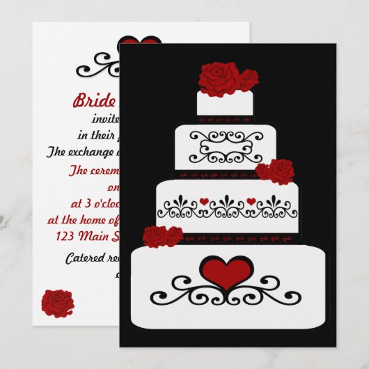 Wedding Cake-uitnodiging Kaart (Voorkant / Achterkant)