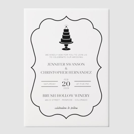 Wedding Cake Vellum Uitnodigingen (Voorkant)