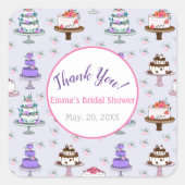 Wedding Cakes Illustratie Dank je Vrijgezellenfees Vierkante Sticker (Voorkant)