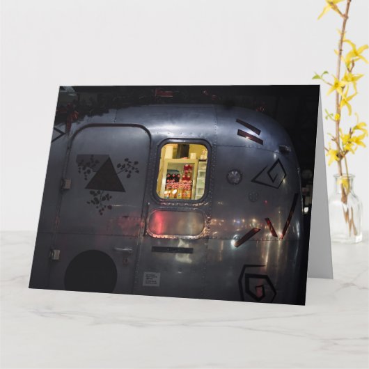 WEDDING CAMPER TRAILER GEFELICITEERD GROET KAART (Gele Bloem)