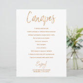Wedding Canapes Menu | Stijlvol gouden Roos met le Kaart (Staand voorkant)