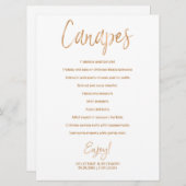 Wedding Canapes Menu | Stijlvol gouden Roos met le Kaart (Voorkant / Achterkant)