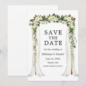 Wedding Canopy Arch Waterverf Green White Floral Save The Date (Voorkant / Achterkant)