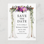 Wedding Canopy Arch Waterverf Paarse Floral Aankondigingskaart (Voorkant)