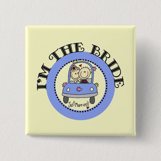 Wedding Car Bride Vierkante Button 5,1 Cm (Voorkant)