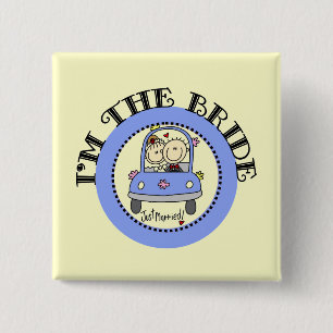 Wedding Car Bride Vierkante Button 5,1 Cm