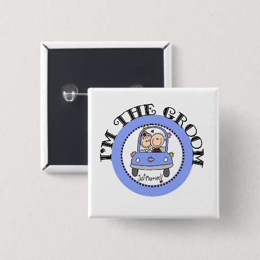 Wedding Car Groom Vierkante Button 5,1 Cm (Voorkant /achterkant)