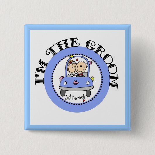 Wedding Car Groom Vierkante Button 5,1 Cm (Voorkant)