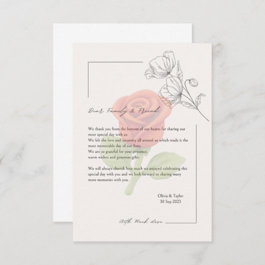 Wedding card bedankkaart (Voorkant / Achterkant)