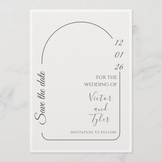 Wedding Card – Modern Minimal Save The Date Arch Kaart (Voorkant)