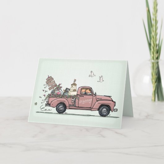 Wedding Card Vintage Car Pickup Truck (Voorkant)