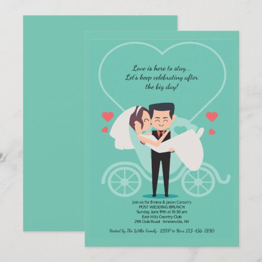 Wedding Carriage Post Wedding Brunch Uitnodiging (Voorkant / Achterkant)