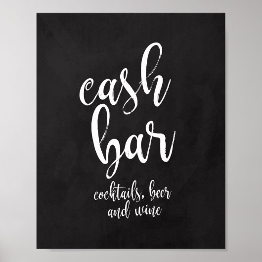Wedding Cash Bar-bord 8x10-teken Poster (Voorkant)