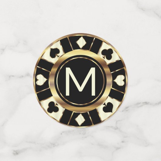 Wedding Casino Poker Chip - Ivory & Black Confetti (Kleine voorkant)