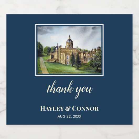 Wedding Castle Howard York Waterverf Bier Etiket (Enkel label)