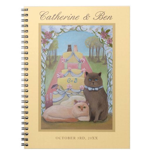 Wedding Cats Personalized Yellow  Notebook Notitieboek (Voorkant)